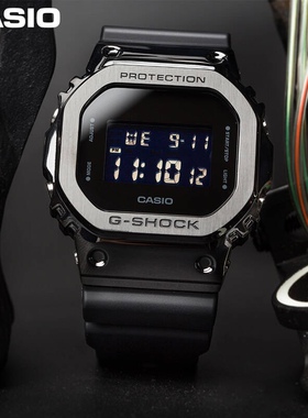 卡西欧Casio 金属表壳 小方块时尚运动 防水手表