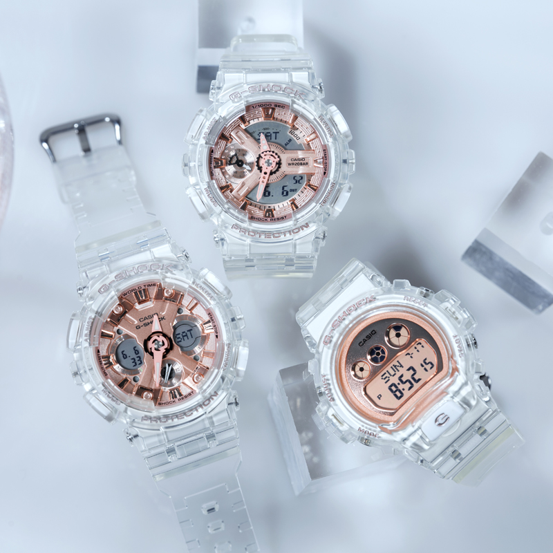 卡西欧g-shock冰韧系列中性GMA-S120MF/S110MP地球仪礼盒透明手表
