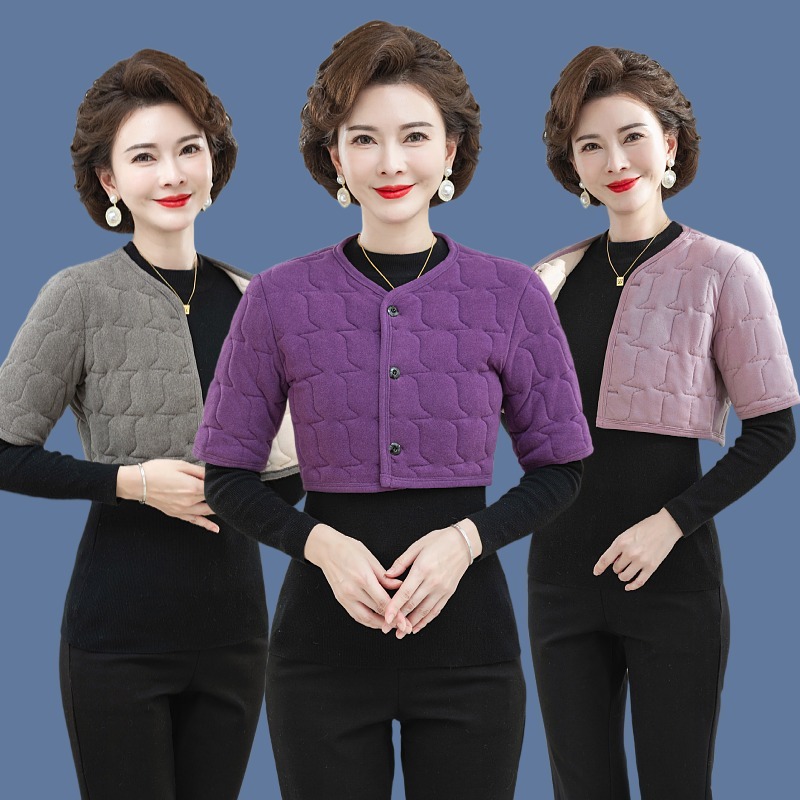 中老年妈妈装夹棉背心棉护肩女秋冬季睡觉保暖防寒护颈椎小坎肩