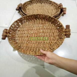 工艺藤篮 圆形农家乐特色餐具 鱼头锅篮子小龙虾篮子不粘锅托盘