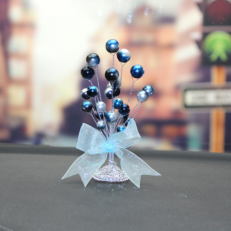 七彩珍珠招财树汽车内装饰品摆件车载个性车上创意高档中控台女生