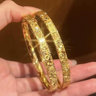 合金手镯 时尚【吉言碎冰冰手镯】孟加拉赤金北欧金锡金 里外一色