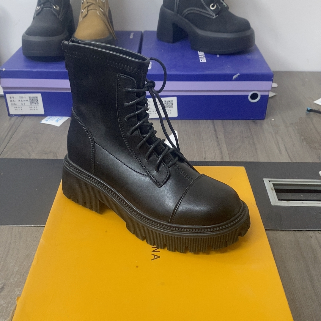 5牛皮弹力马丁靴单里橡胶底5