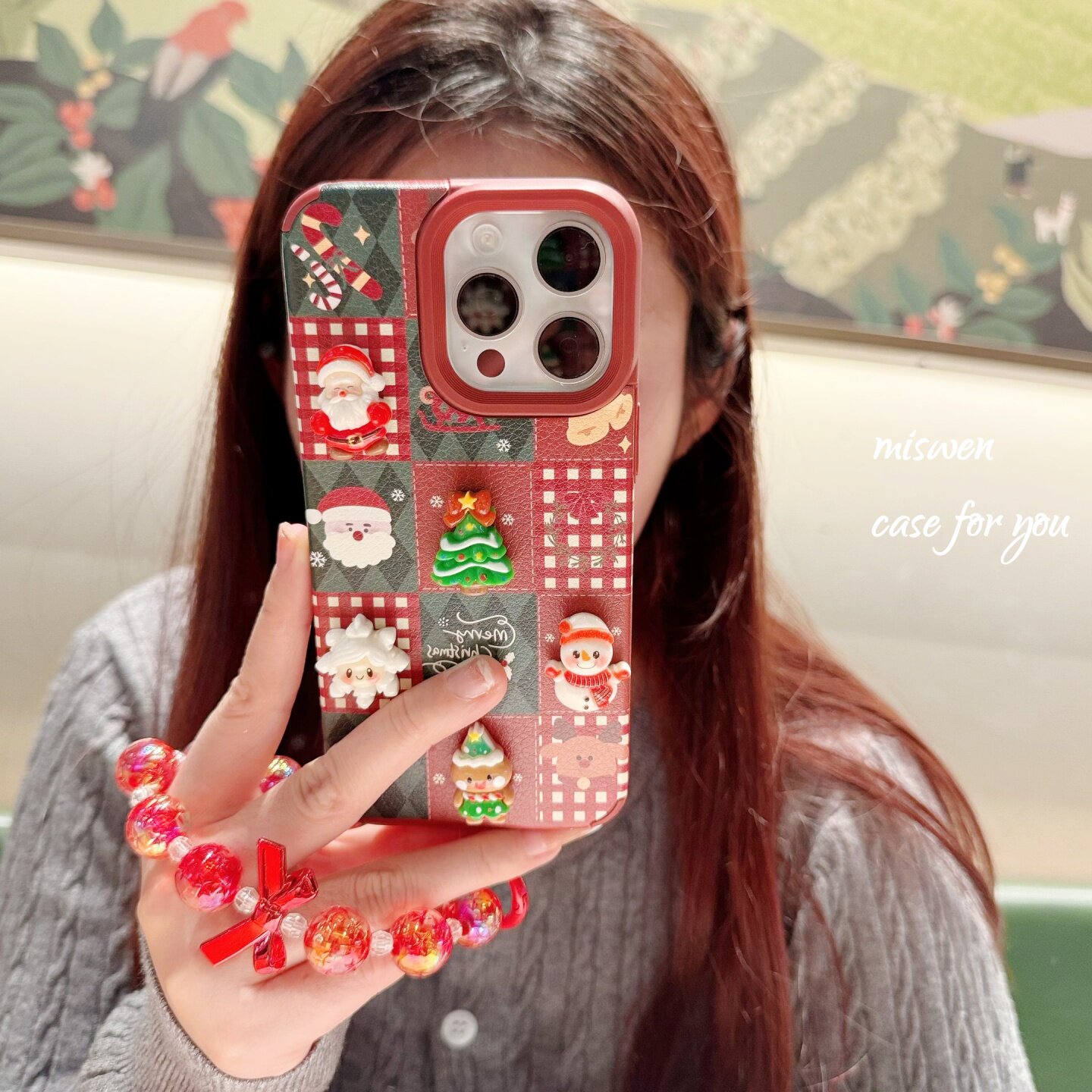 红绿拼接立体圣诞树老人适用iphone17promax手机壳苹果16pro女款15p软壳12pro小众创意13趣味14p全包11保护套