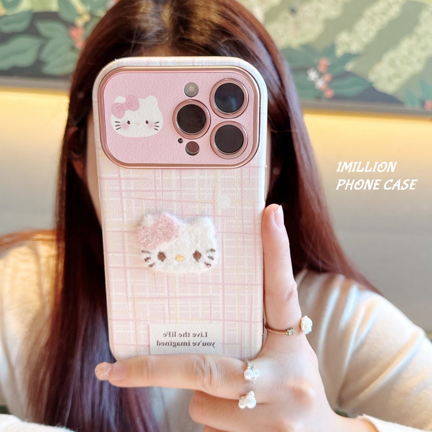 ins可爱毛绒猫蝴蝶结格纹少女适用苹果iPhone17ProMax手机壳17全包15女款16Pro新款14Promax防摔13保护套简约