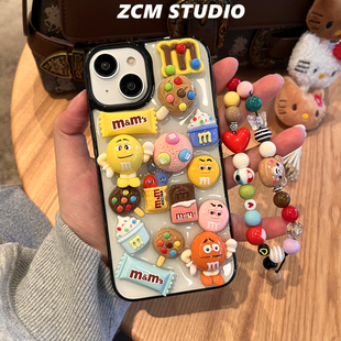 立体零食m豆适用苹果16plus女生款17promax手机壳iphone13软壳11滴胶创意15透明14promax小众保护套12pro可爱