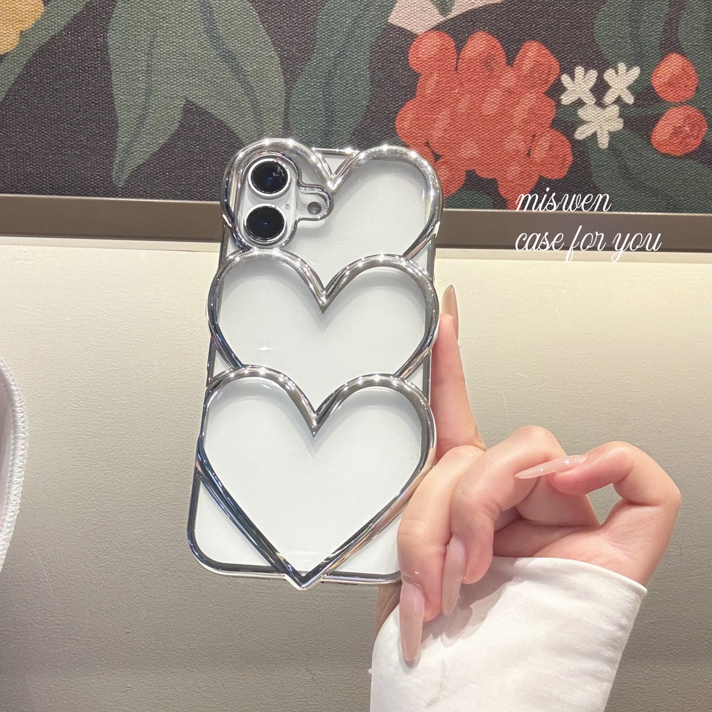 适用iphone17promax手机壳苹果15pro电镀16爱心镜面14高级感13女款12小众11透明潮流感Air冷淡风个性简约透明