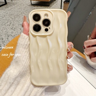 电镀银水波纹适用iPhone17promax手机壳15pro纯色苹果16pro女款 手机防摔保护套14女波浪纹13全包边软壳高级感