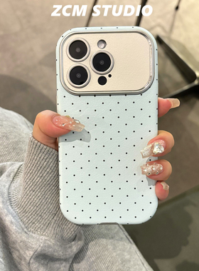 小众ins风蓝色波点适用16苹果17ProMax手机壳iPhone14全包12新款软13Promax复古小清新保护套15promax女简约