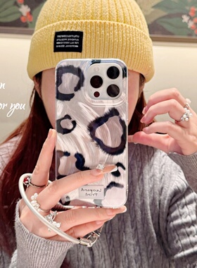 高级感黑色豹纹适用iphone17promax苹果16手机壳15奢华14pro小众13p羽纱全包防摔保护套网红潮牌气质女款12潮