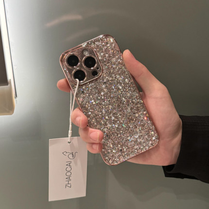 高级感亮片滴胶适用iPhone17promax轻奢日韩INS风仙女款11闪粉14冷淡风13手机壳12韩版苹果16promax简约15pro
