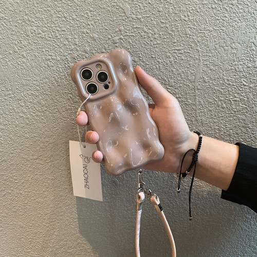 简约气泡适用iPhone18ProMax苹果16plus手机壳17pro高级感小众ins风14防摔15plus波浪纹12腕带11纯色13冷淡风