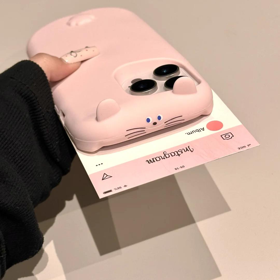 超萌趴趴小猫适用苹果15ProMax手机壳iphone16promax新款13pro创意粉色15pro硅胶17p少女日韩14pro防摔保护套