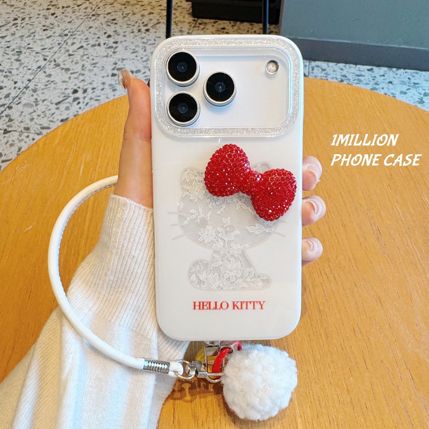 立体红蝴蝶结蕾丝镂空kt适用iPhone17promax白色名媛风轻奢16pro手机壳闪粉镜头框苹果15pro女款14防摔13哇塞