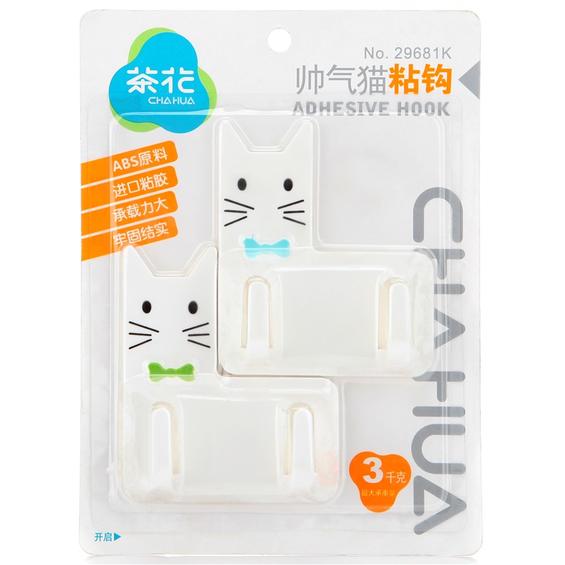 茶花粘钩强力卡通厨房浴室墙壁创意吸盘粘钩子挂衣钩衣服门后挂钩