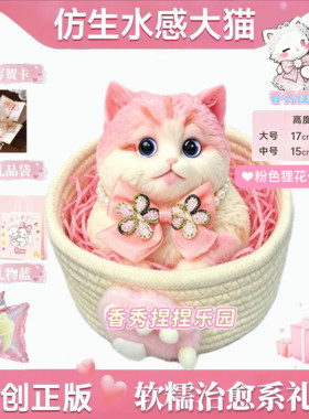 「胖猫捏捏乐」纯手绘仿生猫咪捏捏礼盒送女朋友创意手工治愈摆件