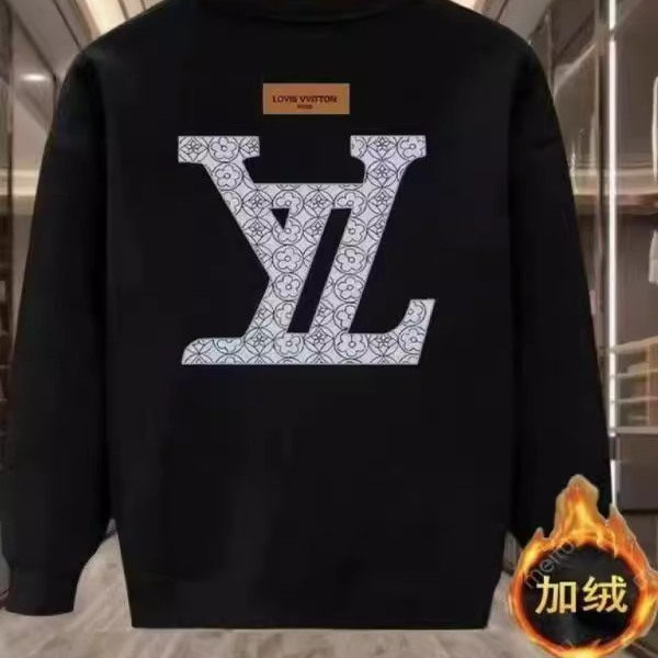 黑色字母印花圆领卫衣男加绒重磅卫衣