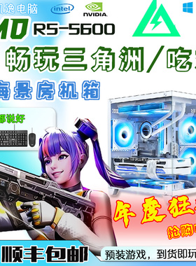 三角洲电脑主机千元电脑R55600台式整机海景房DIY流畅E5主机打瓦