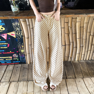 复古垂感阔腿宽松舒适波点直筒休闲裤 26ss 2026春夏设计感美式