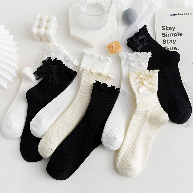 jk袜子女中筒袜ins潮春夏季纯棉蕾丝少女花边lolita制服夏季薄款