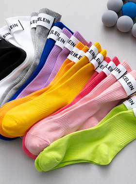 长袜子女中筒袜纯棉夏季薄款ins潮牌街头网红款白色外穿全棉长筒