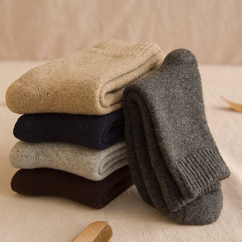 羊绒袜子男中筒袜加绒加绒加厚