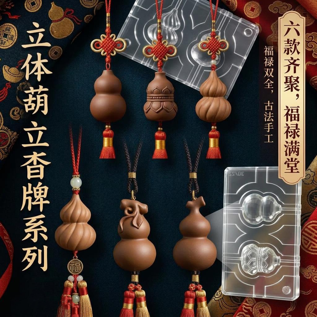 立体葫芦配饰香牌模具双面