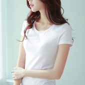 2025新款 简约棉质体恤 显瘦百糖果色搭半袖 纯白色短袖 t恤女夏修身