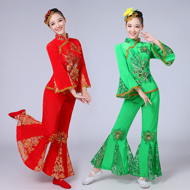 秧歌服女2026春季新款民族舞蹈服装广场舞套装中老年腰鼓舞扇子舞