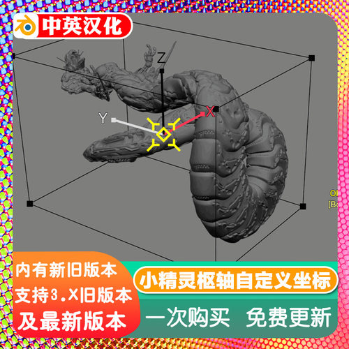 Blender插件 Pixie Pivot 1.13 小精灵枢轴自定义坐标变换3D游标