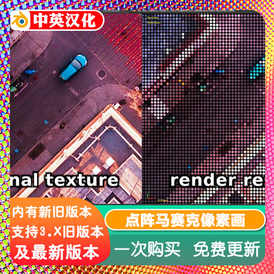 Blender预设 Dot Matrix Shader 点阵马赛克像素画材质节点教程