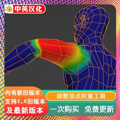 blender插件 Adjust Vertex Weights 1.41 模型顶点刷权重调关节