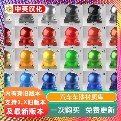 blender插件78个汽车车漆材质库预设材质球金属磨砂纹理颜色光泽
