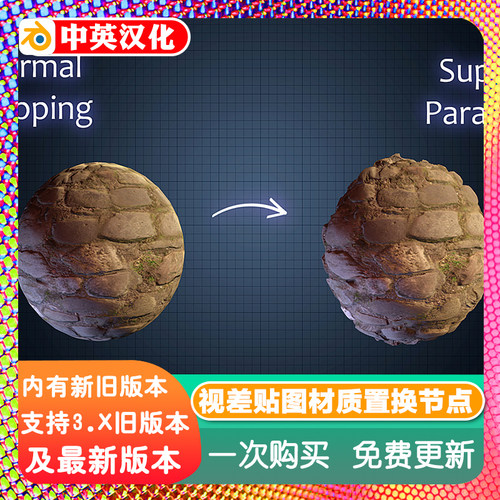 Blender插件 Super Parallax 0.31 超级视差贴图材质3D置换节点