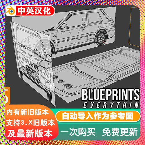 Blender插件 Blueprints Autosetup 1.2 自动导入参考图设置蓝图