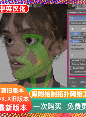 Blender插件 Draw Xray 4.23吸附绘制拓扑网格工具透视重构中文版