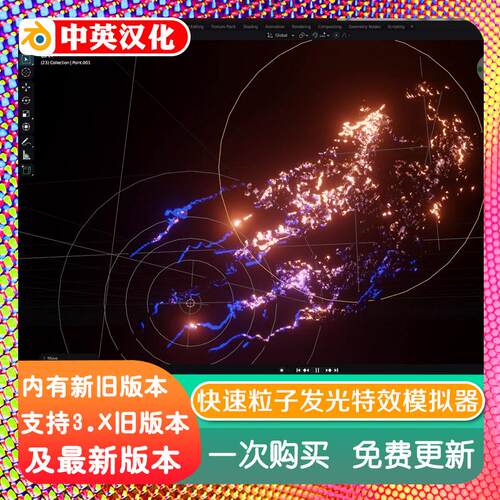blender插件 Quick Particles 1.23 快速粒子系统模拟器发光特效