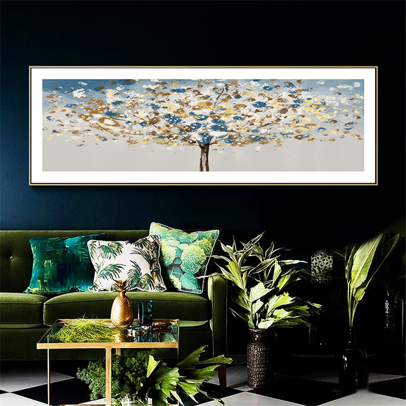 发财树酒店横版客厅沙发墙装饰画卧室床头画现代简约餐厅挂画轻奢图片