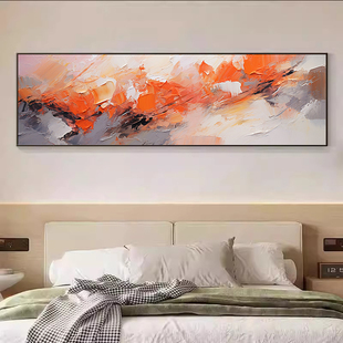 抽象卧室床头装 饰画侘寂风主卧壁画现代简约横幅酒店房间宾馆挂画