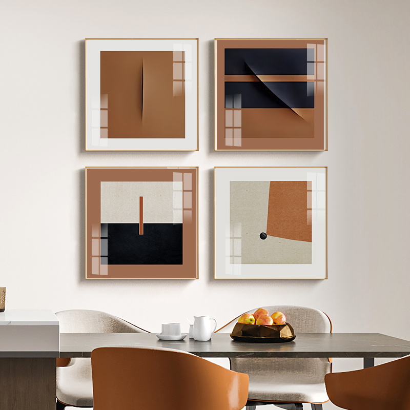 正方形极简抽象客厅卧室两联挂画