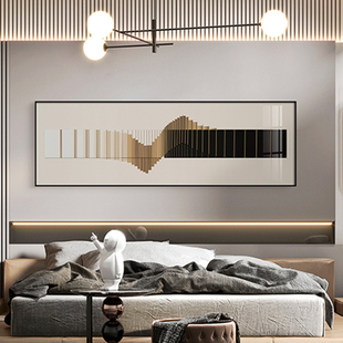 轻奢意式横版卧室装饰画高级感房间主卧床头挂画极简抽象客厅壁画