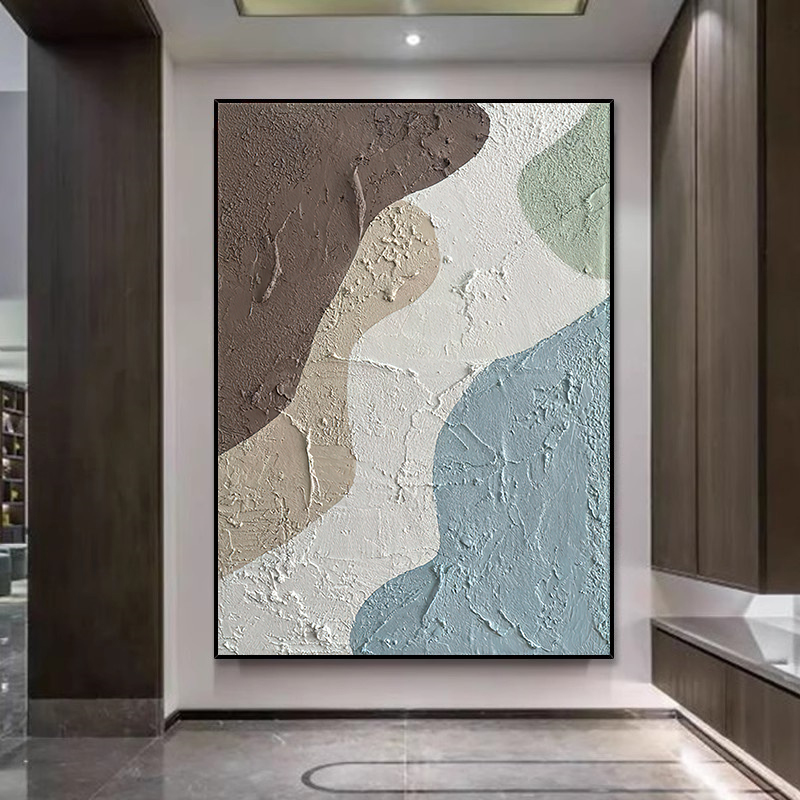 极简奶油玄关装饰画抽象肌理感画