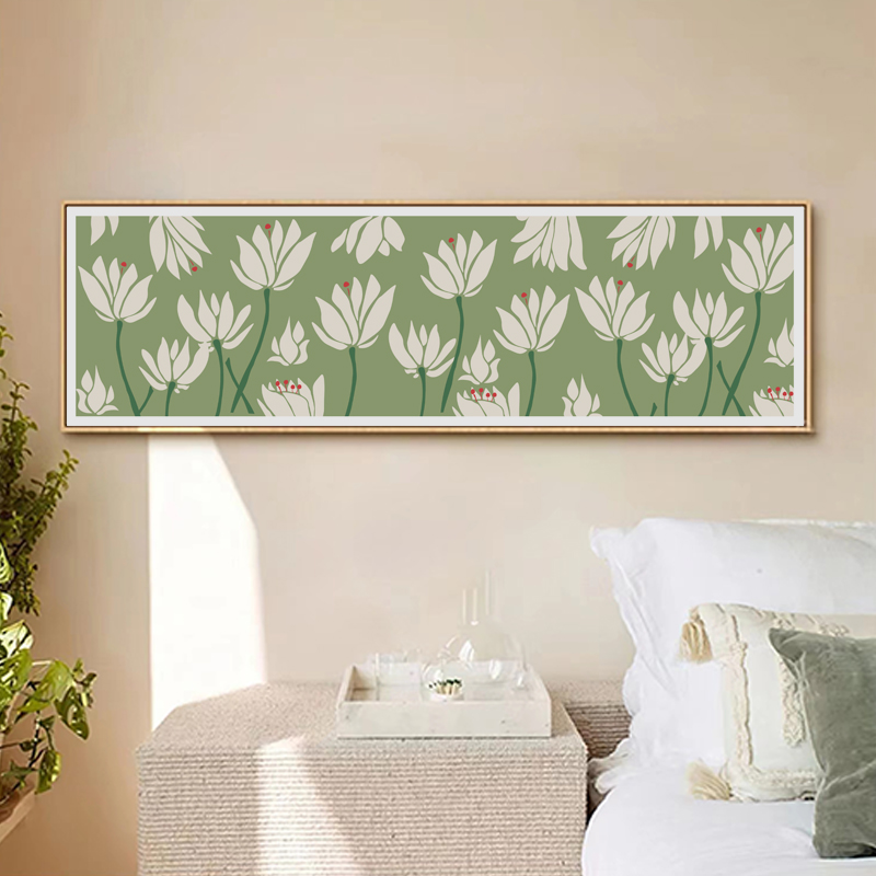 简约北欧莫兰迪抽象几何花卉植物小清新艺术卧室横版装饰画挂画图片