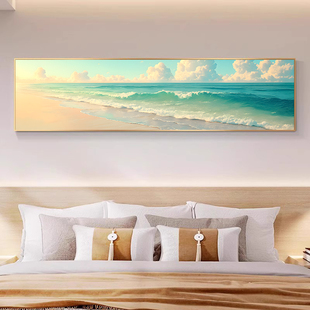奶油风卧室装 饰画海景沙滩主卧床头挂画简约现代酒店房间横幅壁画