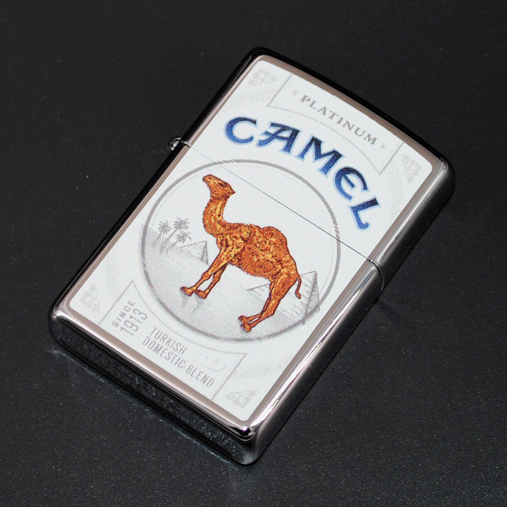 原装正品美国Zippo打火机-精品收藏-2018年白金骆驼双面限量