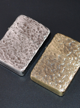 原装正品Zippo打火机-日版1941复刻熏银熏铜五面锤目纹陨石坑