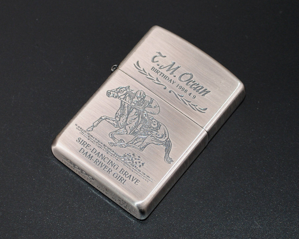 原装正品zippo打火机-绝版收藏-2000年日版熏银蚀刻赛马