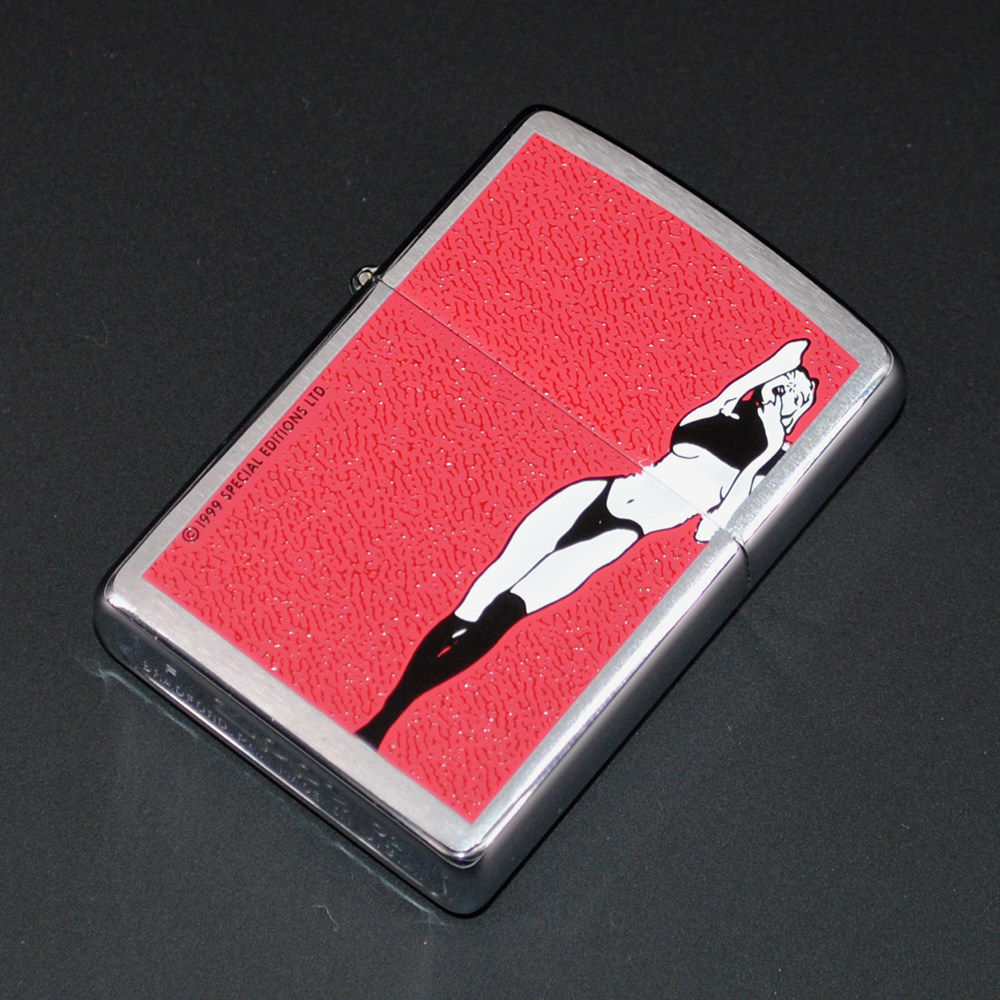 原装正品Zippo打火机-绝版收藏-2001年双面站立女郎艺术题材机