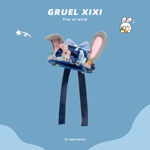 可爱朱迪兔子警官蝴蝶结发夹