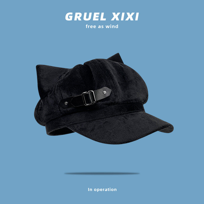 日系y2k原创猫耳朵贝雷帽